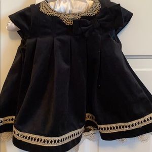 Velvet, lace & gold button special occasion dress